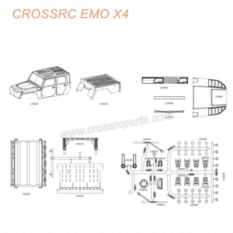 CROSSRC EMOX4 Big Leopard RC CAR parts transparent shell assembly CS-97401286-1