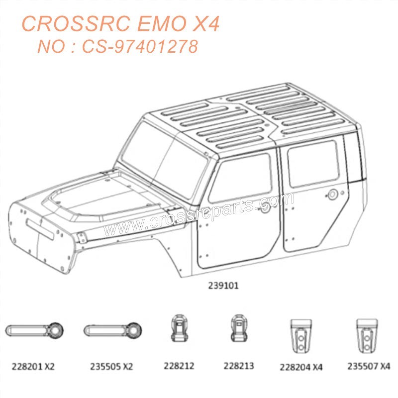 CROSSRC EMOX4 Big Leopard RC CAR parts front car body and decorative parts CS-97401278