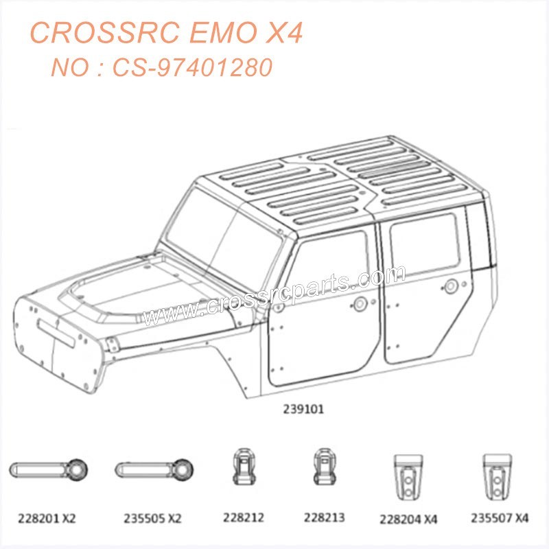 CROSSRC EMO X4 4WD Off-Road Car parts front car shell and decorative parts silver CS-97401280