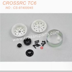 44-CROSSRC TC6 Accessories 1.9-inch classic metal wheels in white without tire skin (one pair) CS-97400045-1