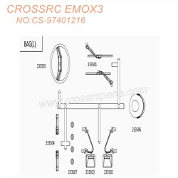 CROSSRC EMO X3 1/8 rock climbing car Parts Rearview Mirror Steering Wheel and Shift Lever CS-97401216