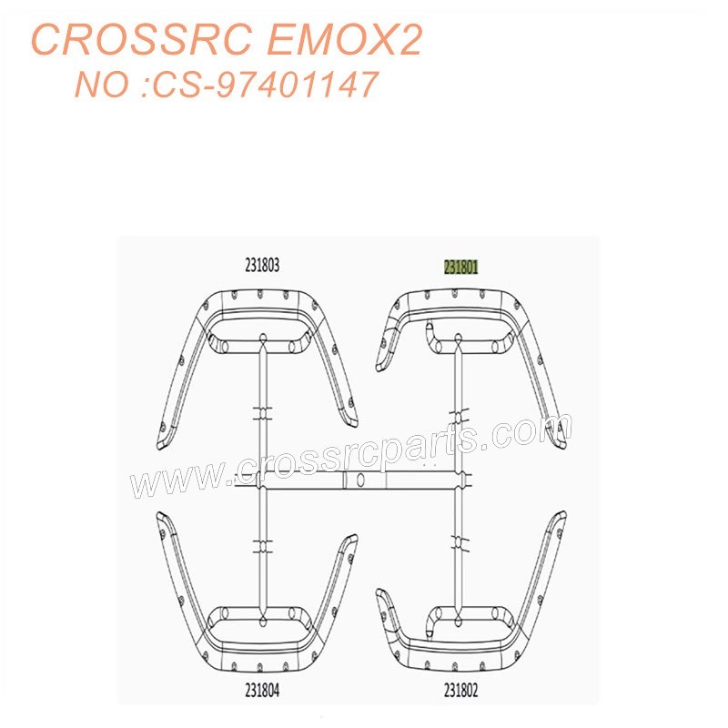 CROSSRC EMOX2 Big Lion RC CAR Parts wheel arch and fixing block CS-97401147-1