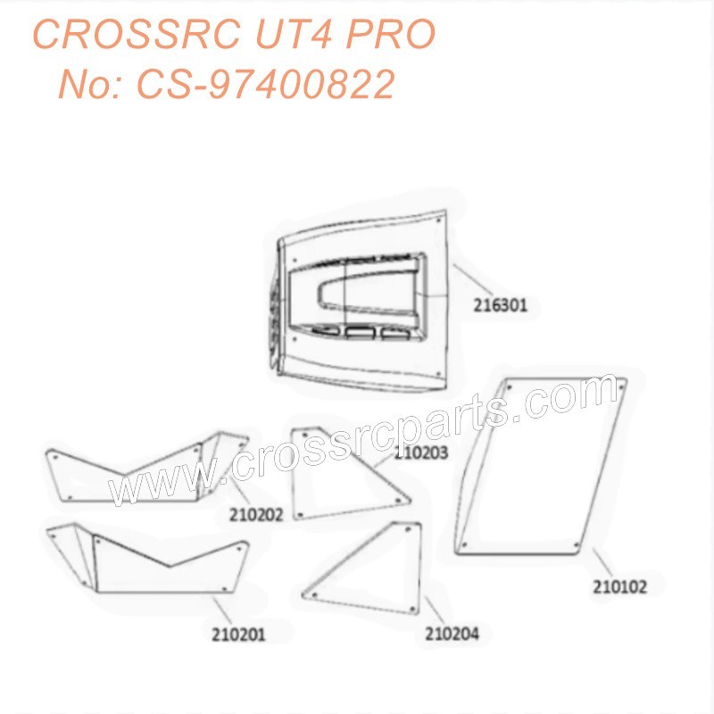 Crossrc UT4 Pro 1/7 RC Car Parts Transparent body assembly CS-97400822