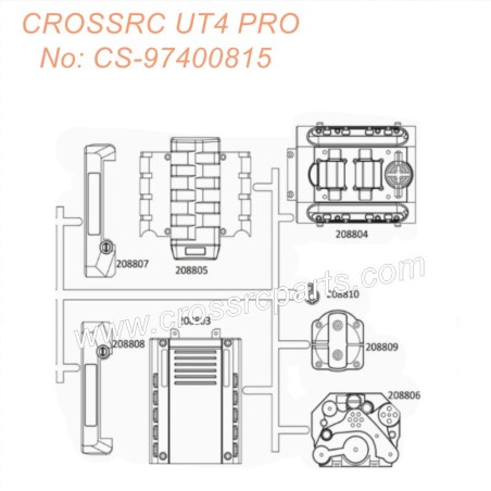 Crossrc UT4 Pro 1/7 RC Car Parts Transmission housing CS-97400815