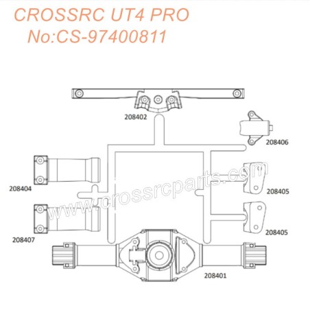 CROSSRC UT4 Pro Tiger Shark RC CAR Parts Rear axle housing assembly CS-97400811