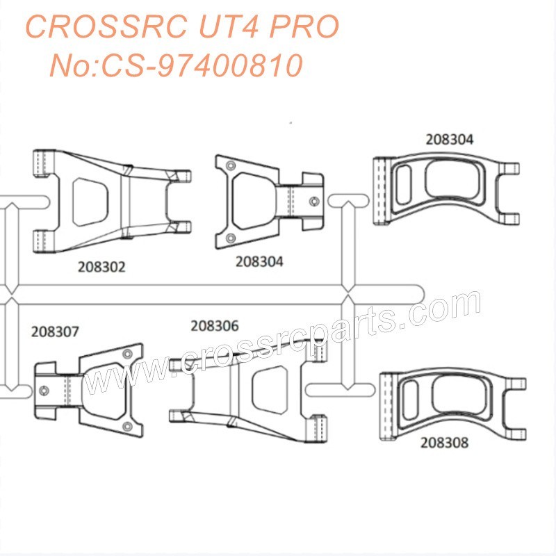 CROSSRC UT4 Pro Tiger Shark RC CAR Parts Front A-arm Assembly CS-97400810